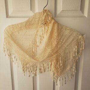 Elegant Cream Lace Scarf